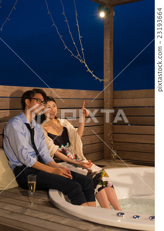 Couple night balcony image Couple night balcony image 23193664