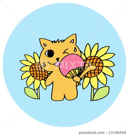 Cat and Sunflower 23196849