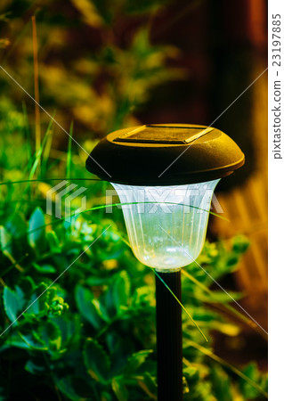 Small Solar Garden Light, Lantern In Flower Bed 23197885