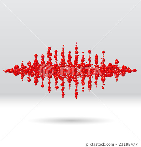 Sound waveform made of scattered balls 23198477