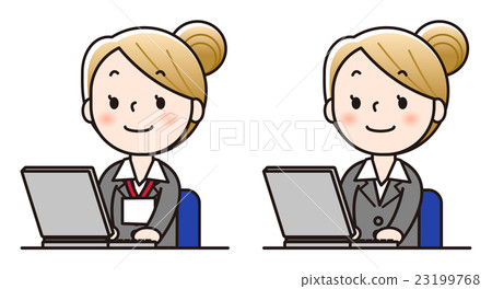 Female staff - Personal computer - Stock Illustration [23199768] - PIXTA
