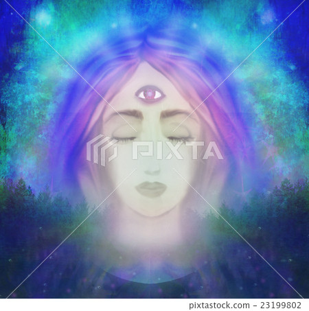 Woman with third eye, psychic supernatural senses Woman with third eye, psychic supernatural senses 23199802
