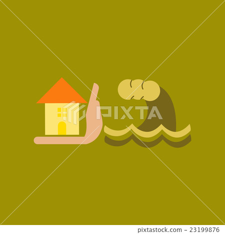 flat icon on stylish background flood house - Stock Illustration ...