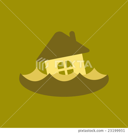 flat icon on stylish background flood house - Stock Illustration ...
