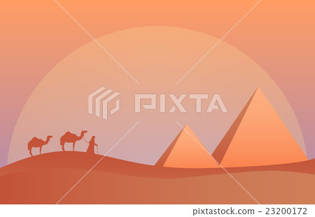 Vector illustration of landscape in savanna, Camel 23200172
