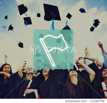 Flag Waving Navigation Location Travel Direction Destination Concept Flag Waving Navigation Location Travel Direction Destination Concept 23200746