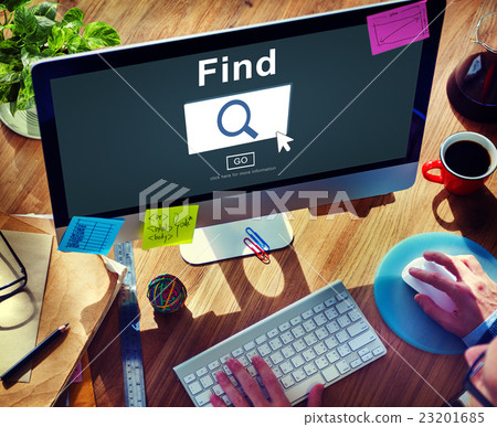 Find Magnifying Glass Go Button Concept 23201685