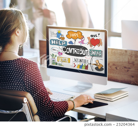 Contribute Corporate Collaboration Support Contribution Concept 23204364