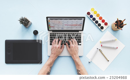 Computer Laptop Calendar Schedule Desk Concept Computer Laptop Calendar Schedule Desk Concept 23204988