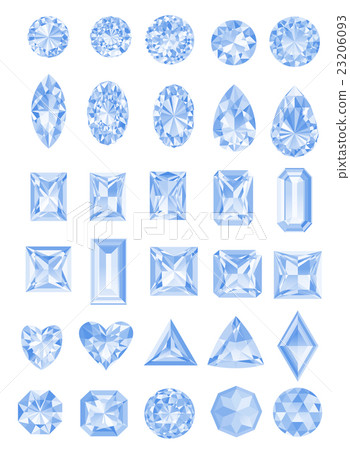 Set of realistic diamonds with different cuts 23206093