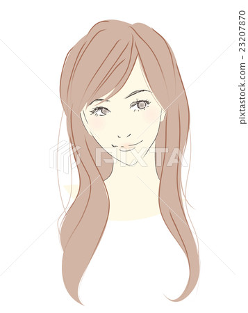Women's illustration (brown hair long hair) loose waves 23207870