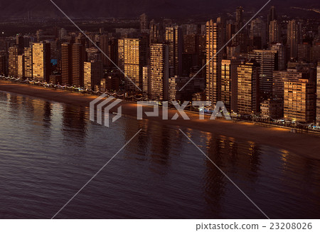 Aerial view of a Benidorm coastline 23208026