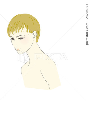 Illustration of a woman (Brown hair blonde berry short) 23208074
