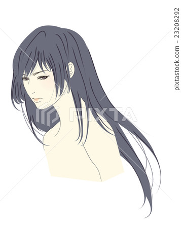 Women's illustration (black hair long hair) Women's illustration (black hair long hair) 23208292