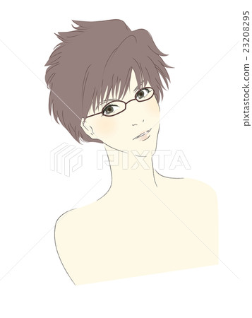 婦女的插圖（棕色頭髮快捷方式）眼鏡 23208295