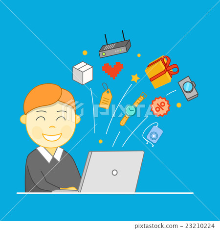 Different techno icons flows into the laptop Different techno icons flows into the laptop 23210224