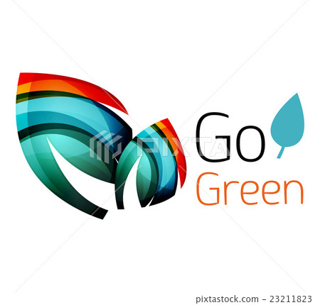 Abstract eco leag logo design made of color pieces Abstract eco leag logo design made of color pieces 23211823