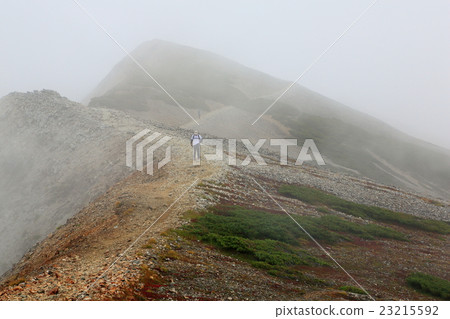 沿著霧的白馬脊線的登山家 沿著霧的白馬脊線的登山家 23215592
