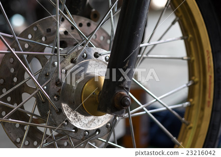 Motorcycle wheel details with brake wheel spoke 23216042