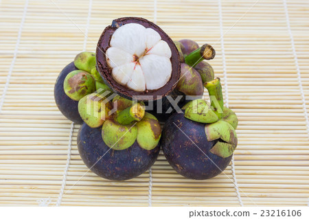 Mangosteen queen of fruits on traditional mat Mangosteen queen of fruits on traditional mat 23216106