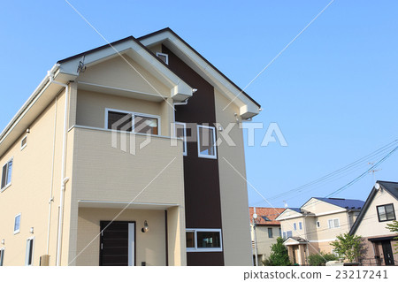 Houses Fashionable appearance and blue sky and cityscape Houses Fashionable appearance and blue sky and cityscape 23217241