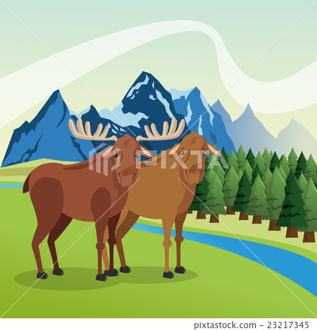 Landscape with animals design, mountain icon 23217345