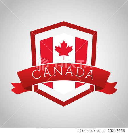 Canadas County design. Maple leaf icon. Shield 23217358