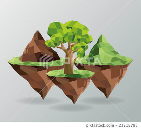 tree and mountain icon. Polygonal image. vector tree and mountain icon. Polygonal image. vector 23218783