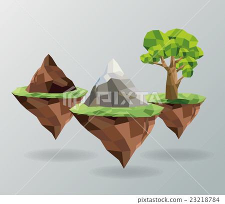 tree and mountain icon. Polygonal image. vector tree and mountain icon. Polygonal image. vector 23218784