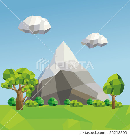 tree and mountain icon. Polygonal image. vector tree and mountain icon. Polygonal image. vector 23218803