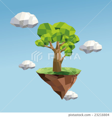 tree and cloud icon. Polygonal image. vector tree and cloud icon. Polygonal image. vector 23218804
