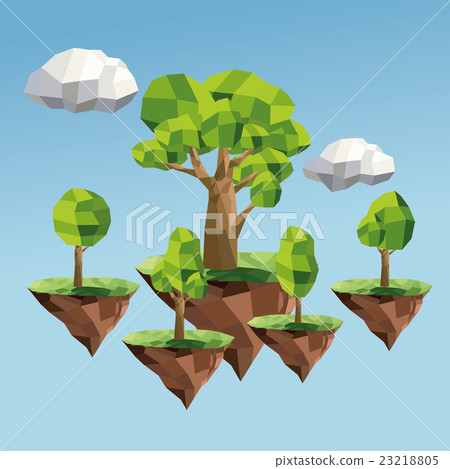 tree and cloud icon. Polygonal image. vector tree and cloud icon. Polygonal image. vector 23218805