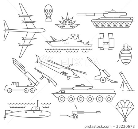 Military icon set. Thin line design 23220678