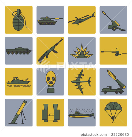 Military icon set. Thin line design 23220680