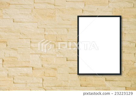 Mock up blank poster picture frame on brick wall. Mock up blank poster picture frame on brick wall. 23223129