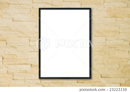 Mock up blank poster picture frame on brick wall. Mock up blank poster picture frame on brick wall. 23223130