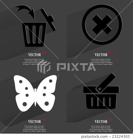 Set of fashionable icons, trending symbols. Flat d Set of fashionable icons, trending symbols. Flat d 23224303