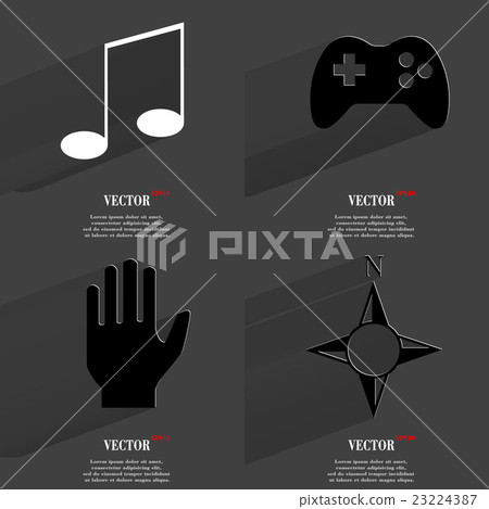 Set of fashionable icons, trending symbols. Flat d Set of fashionable icons, trending symbols. Flat d 23224387