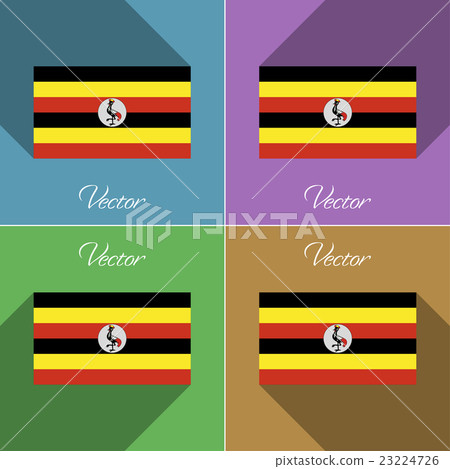 Flags Uganda. Set of colors flat design and long s Flags Uganda. Set of colors flat design and long s 23224726