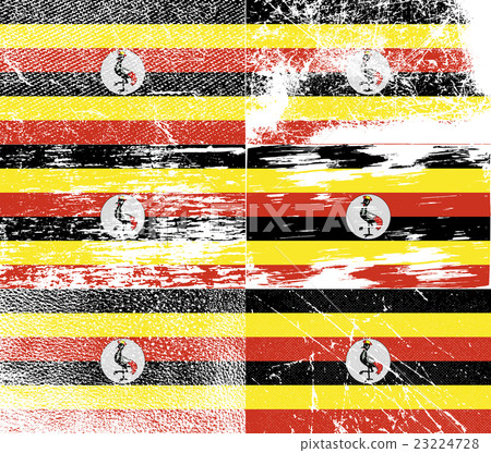 Set of six flags Uganda with old texture. Vector Set of six flags Uganda with old texture. Vector 23224728