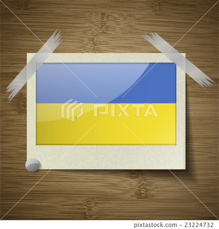 Flags Ukraine at frame on wooden texture. Vector Flags Ukraine at frame on wooden texture. Vector 23224732