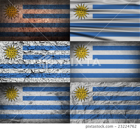 Set of six flags Uruguay with old texture. Vector Set of six flags Uruguay with old texture. Vector 23224762