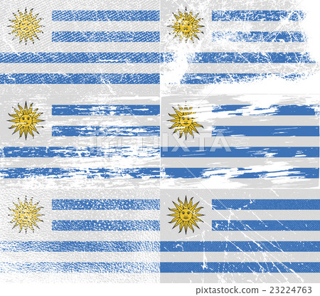Set of six flags Uruguay with old texture. Vector Set of six flags Uruguay with old texture. Vector 23224763