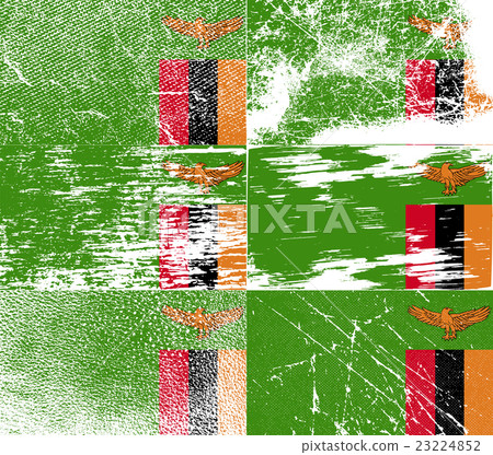Set of six flags Zambia with old texture. Vector Set of six flags Zambia with old texture. Vector 23224852