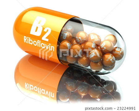 Vitamin B2 capsule. Pill with riboflavin.  23224991