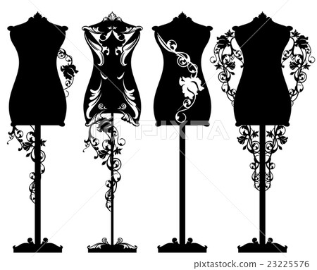 Tailor mannequin among rose flowers design set Tailor mannequin among rose flowers design set 23225576