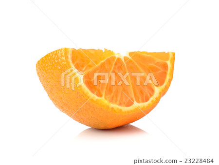 Half orange fruit on white background Half orange fruit on white background 23228484