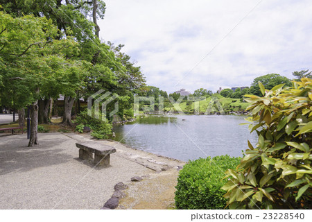 Suizuji Temple Park Suizenji Garden Encouraged by Water Suppression Damaged by Kumamoto Earthquake Suikoden Kogindenju Room View 23228540