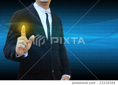 Hand pressing modern social buttons 23228584