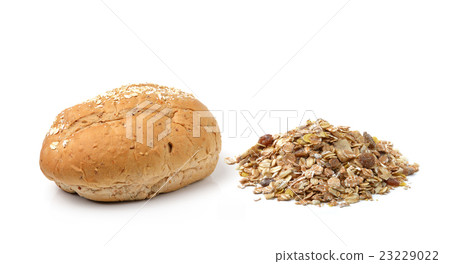 whole wheat bread and muesli isolated whole wheat bread and muesli isolated 23229022